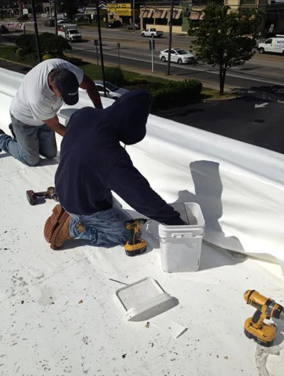 Commercial TPO roof installation in Queens by All Weather Roofing